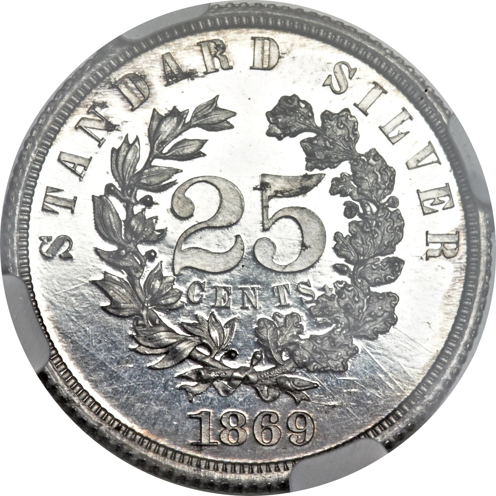 image for: 1869 25C Standard Silver Quarter Dollar, Judd-731, Pollock-812, High R.7, PR63 Cameo NGC. CAC....