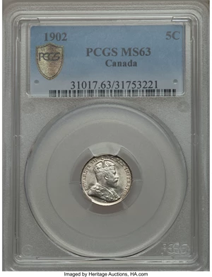 image for: Edward VII 5 Cents 1902 MS63 PCGS