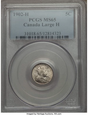 image for: Edward VII 5 Cents 1902-H MS65 PCGS