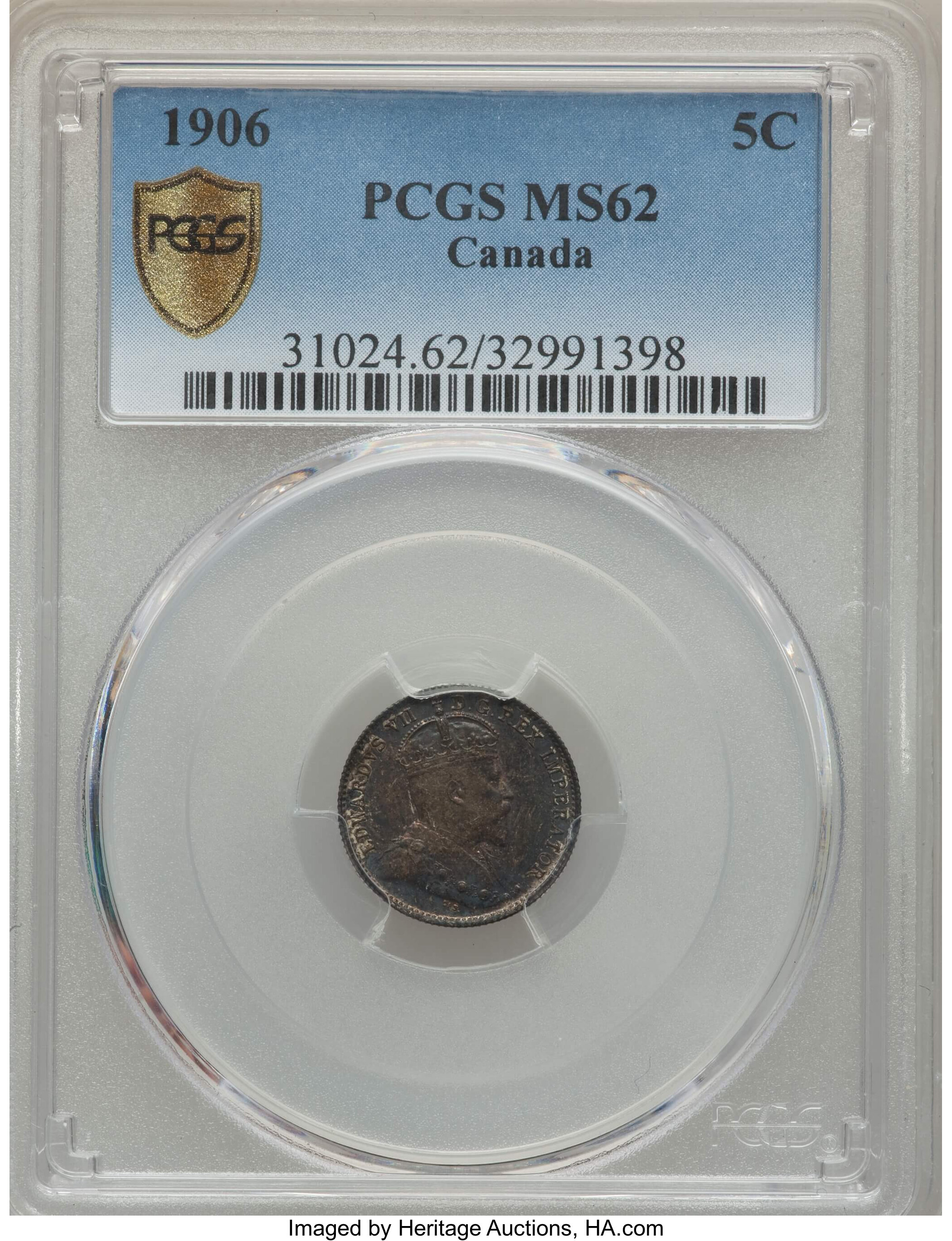 image for: Edward VII 5 Cents 1906 MS62 PCGS