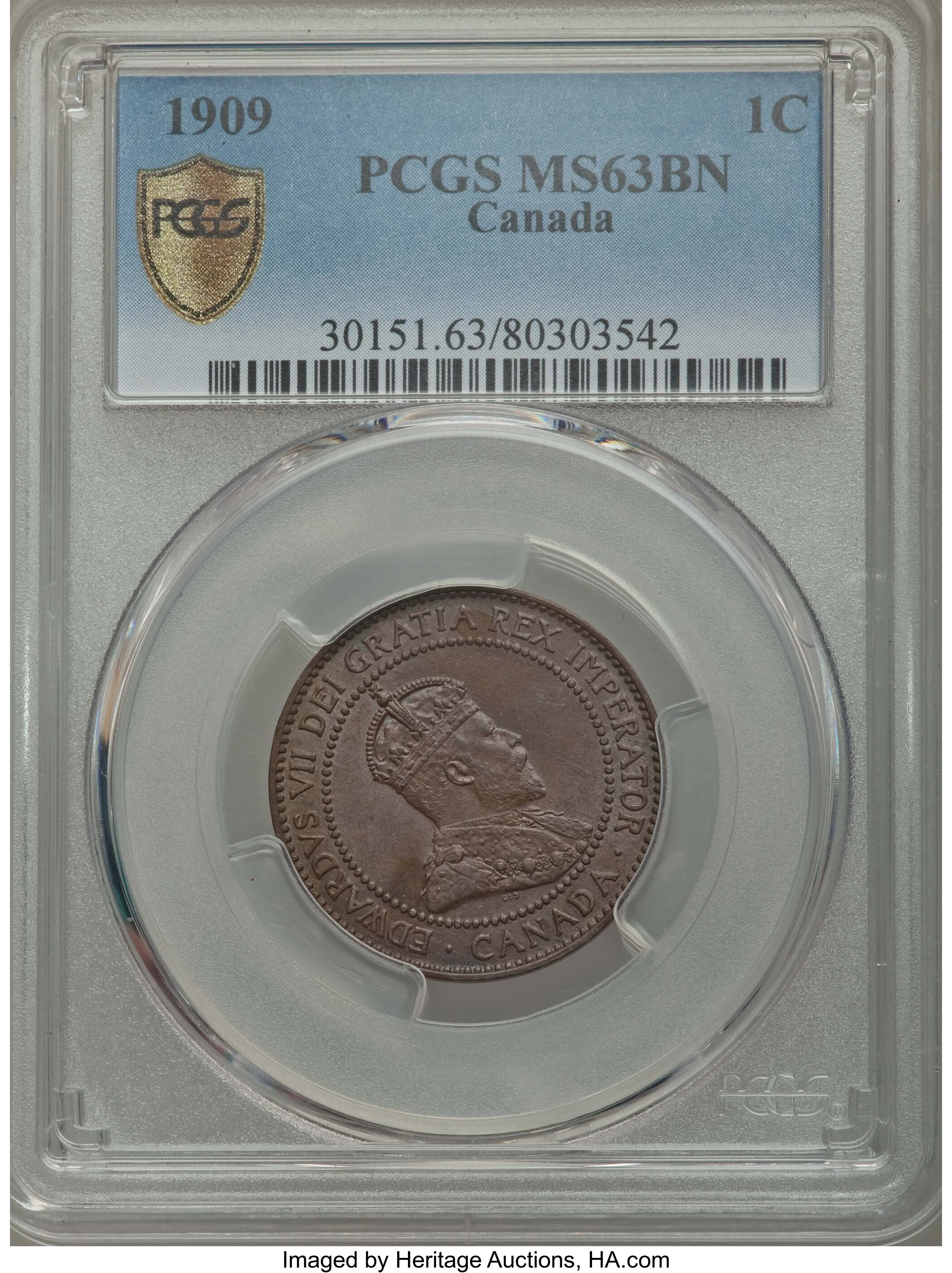 image for: Edward VII Cent 1909 MS63 Brown PCGS