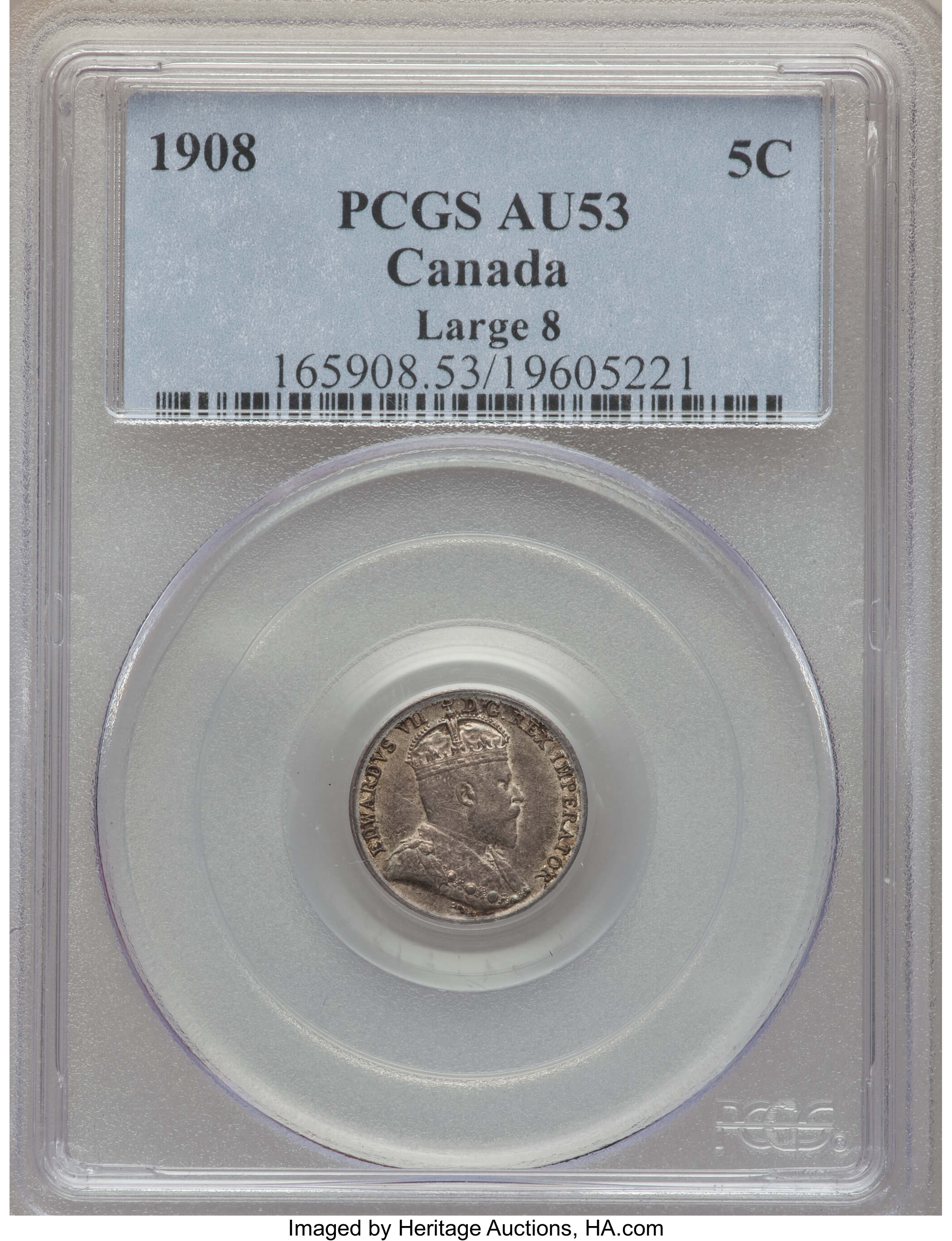 image for: Edward VII 5 Cents 1908 AU53 PCGS