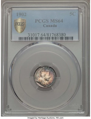 image for: Edward VII 5 Cents 1902 MS64 PCGS