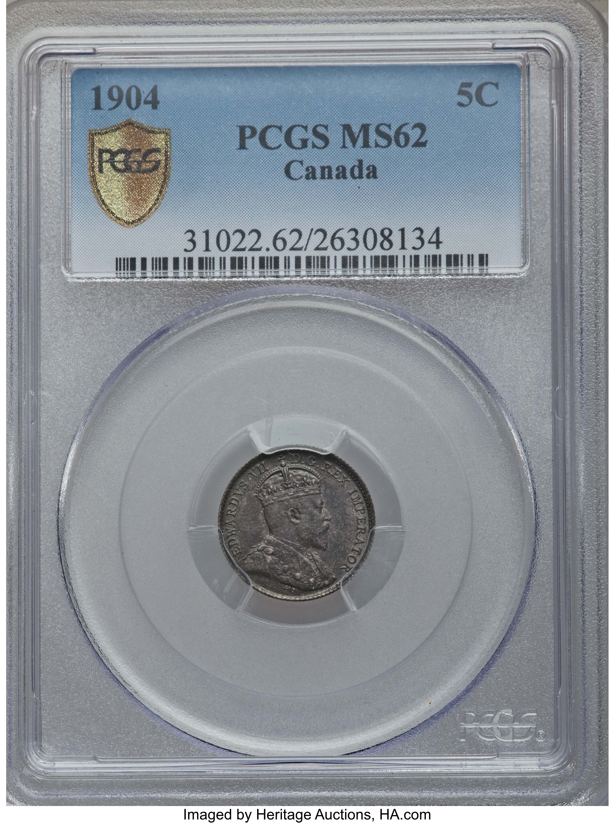 image for: Edward VII 5 Cents 1904 MS62 PCGS