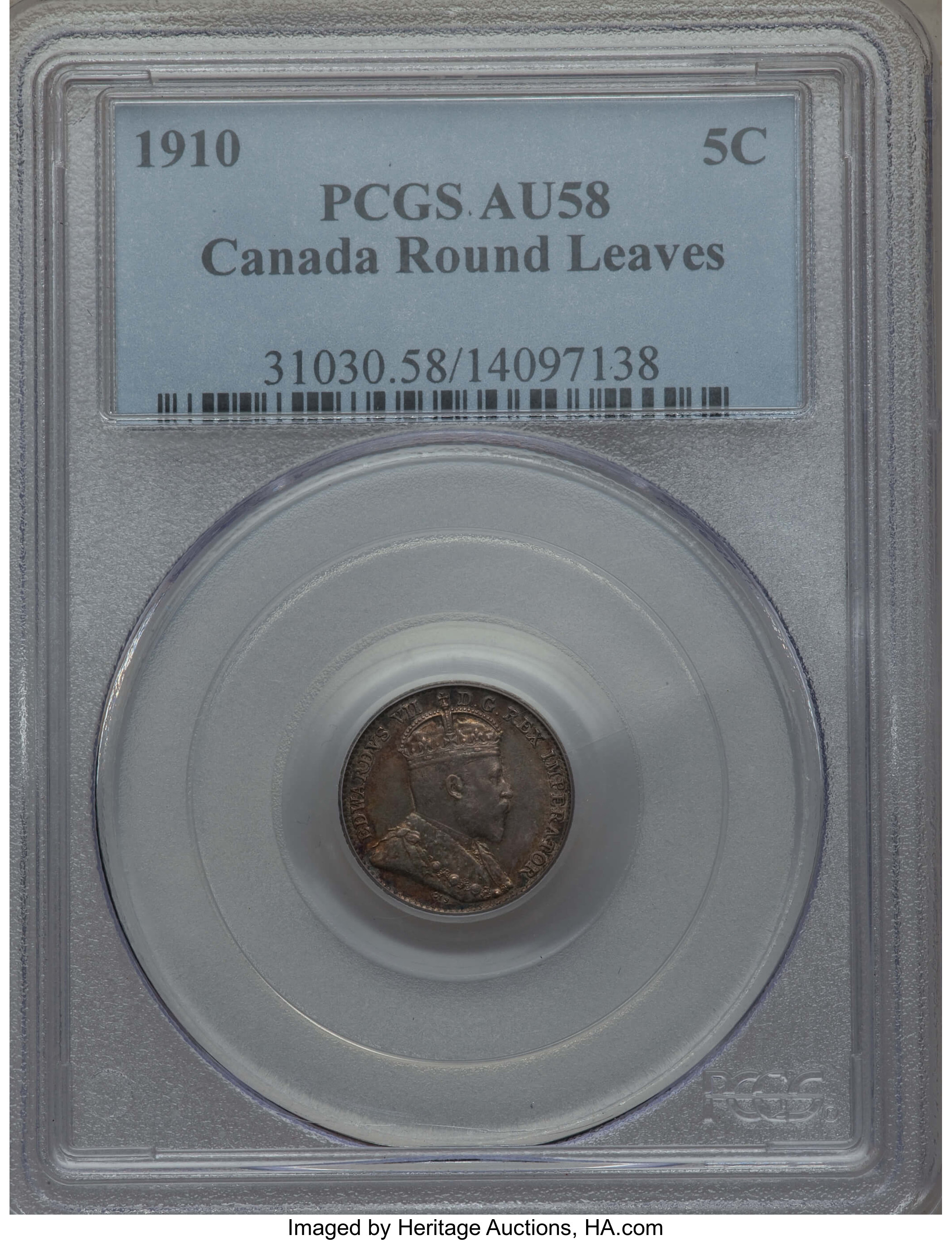 image for: Edward VII 5 Cents 1910 AU58 PCGS