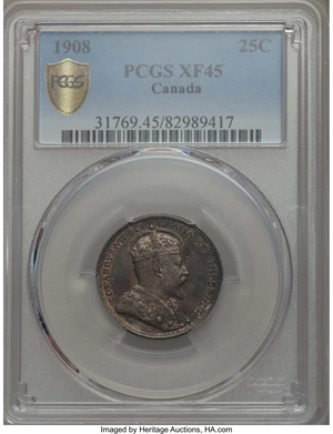 image for: Edward VII 25 Cents 1908 XF45 PCGS