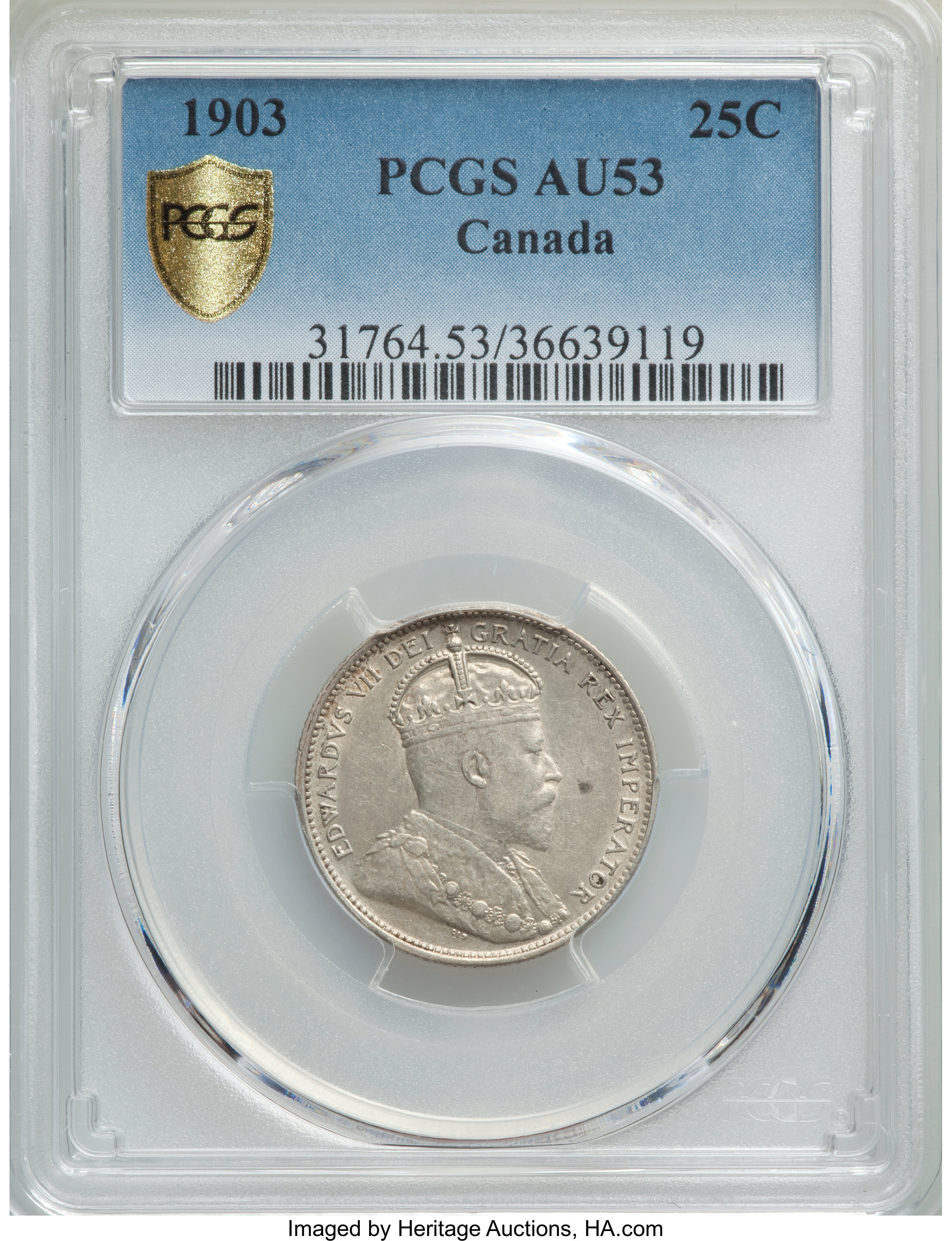 image for: Edward VII 25 Cents 1903 AU53 PCGS