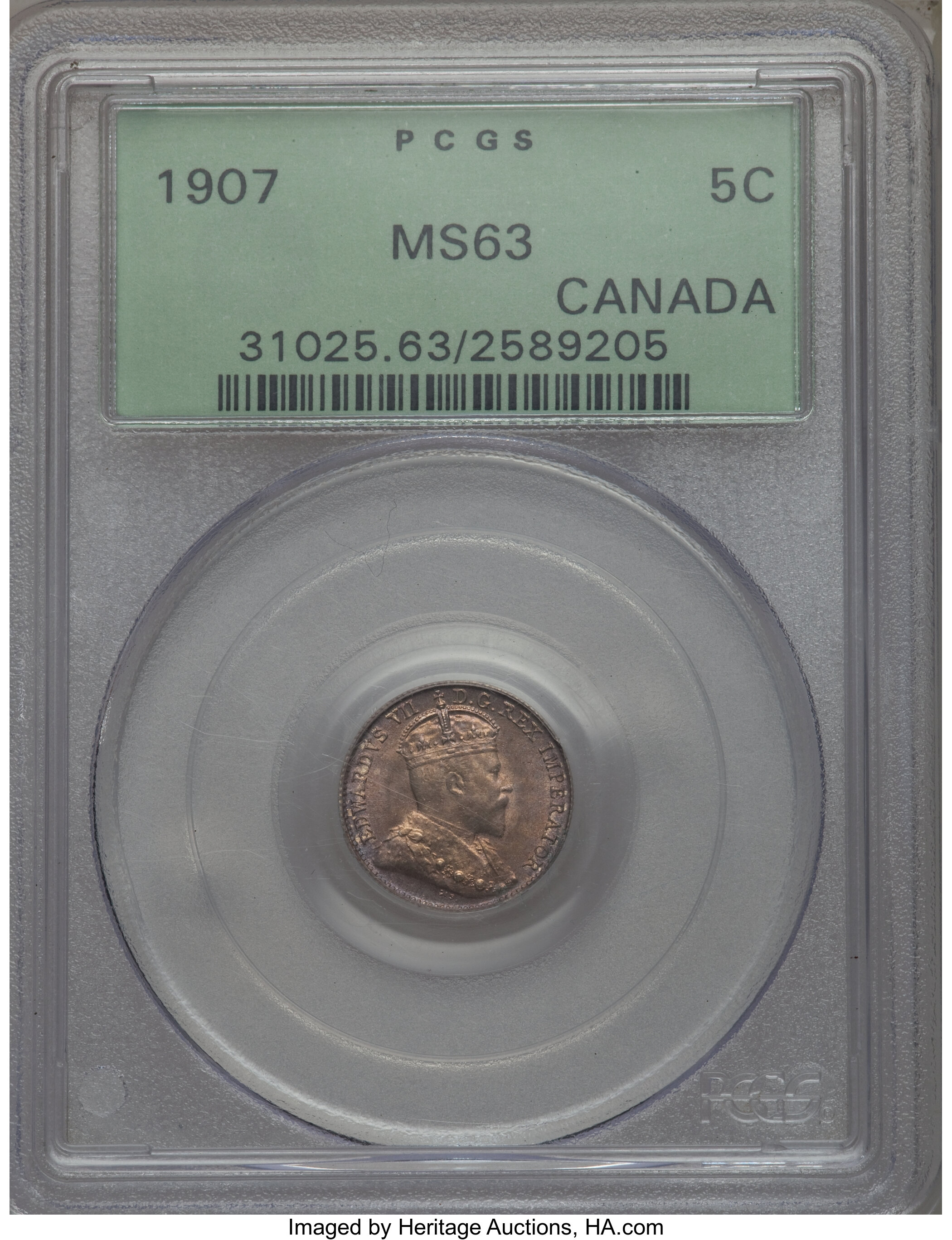 image for: Edward VII 5 Cents 1907 MS63 PCGS