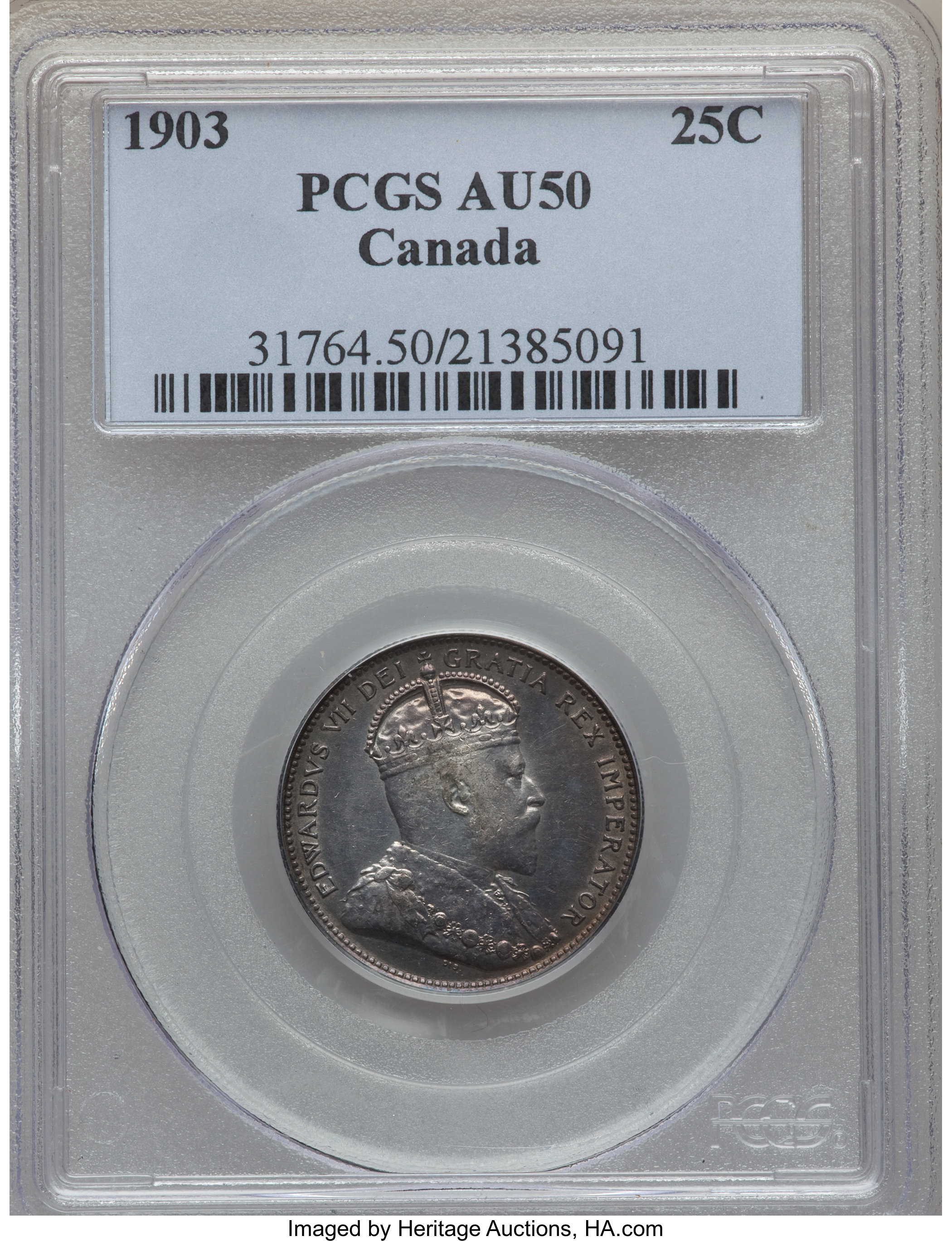 image for: Edward VII 25 Cents 1903 AU50 PCGS