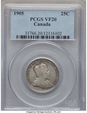 image for: Edward VII 25 Cents 1905 VF20 PCGS