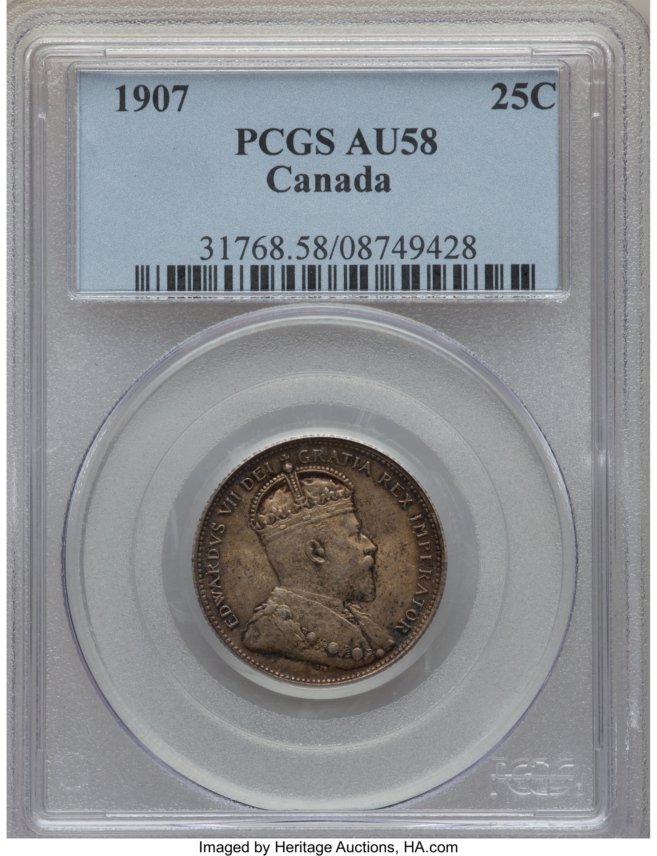 image for: Edward VII 25 Cents 1907 AU58 PCGS