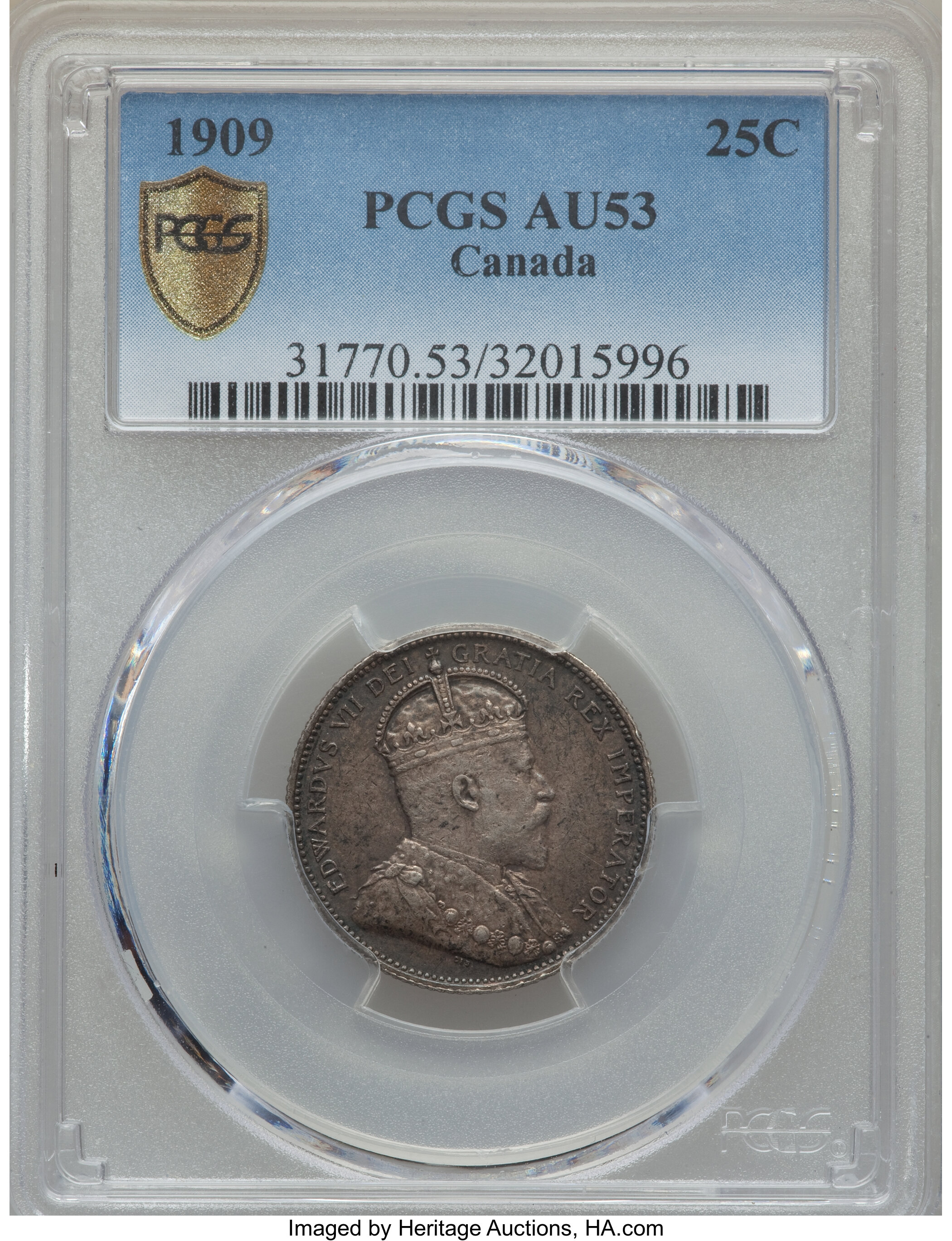 image for: Edward VII 25 Cents 1909 AU53 PCGS