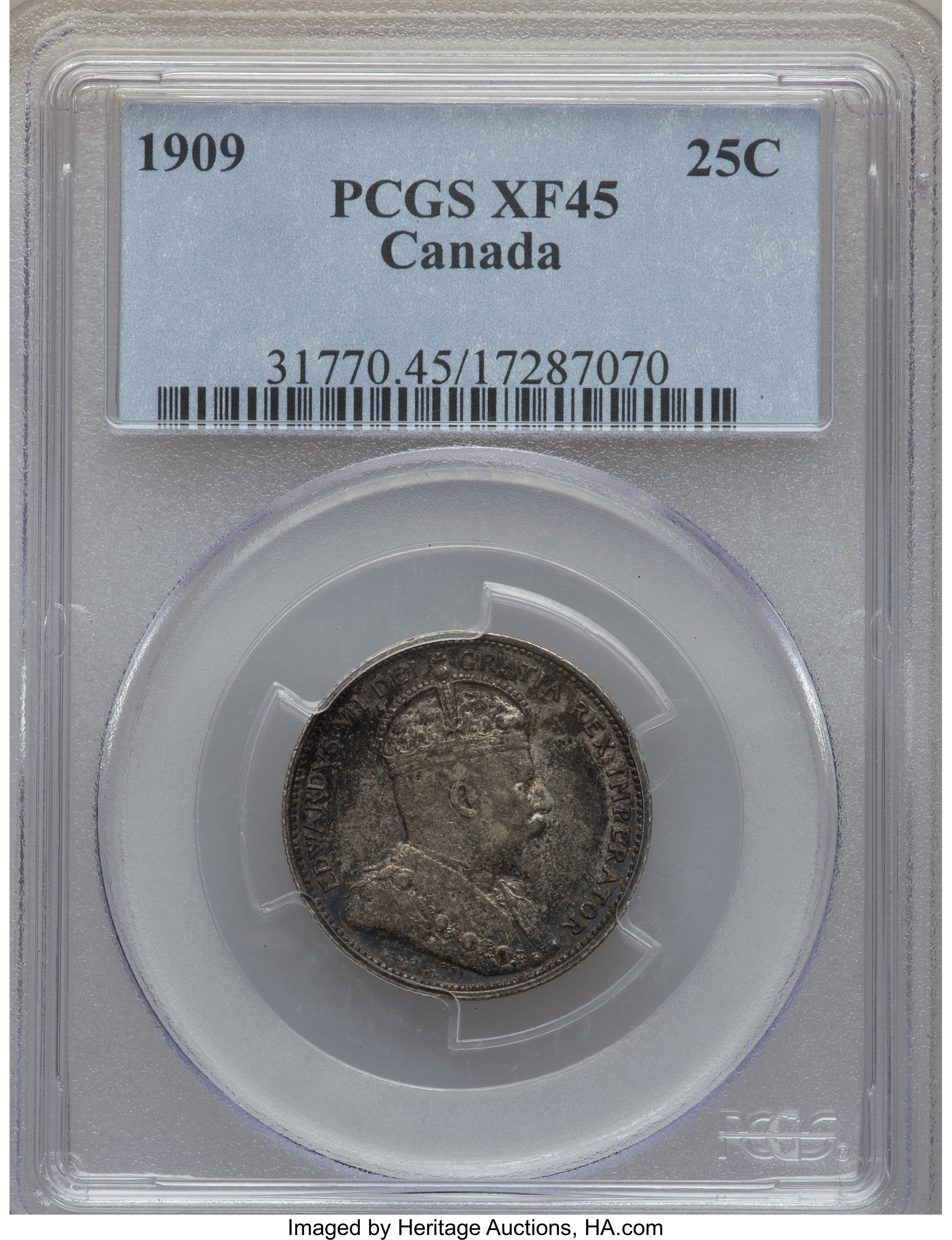 image for: Edward VII 25 Cents 1909 XF45 PCGS