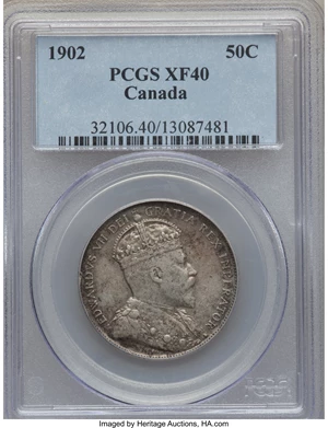 image for: Edward VII 50 Cents 1902 XF40 PCGS