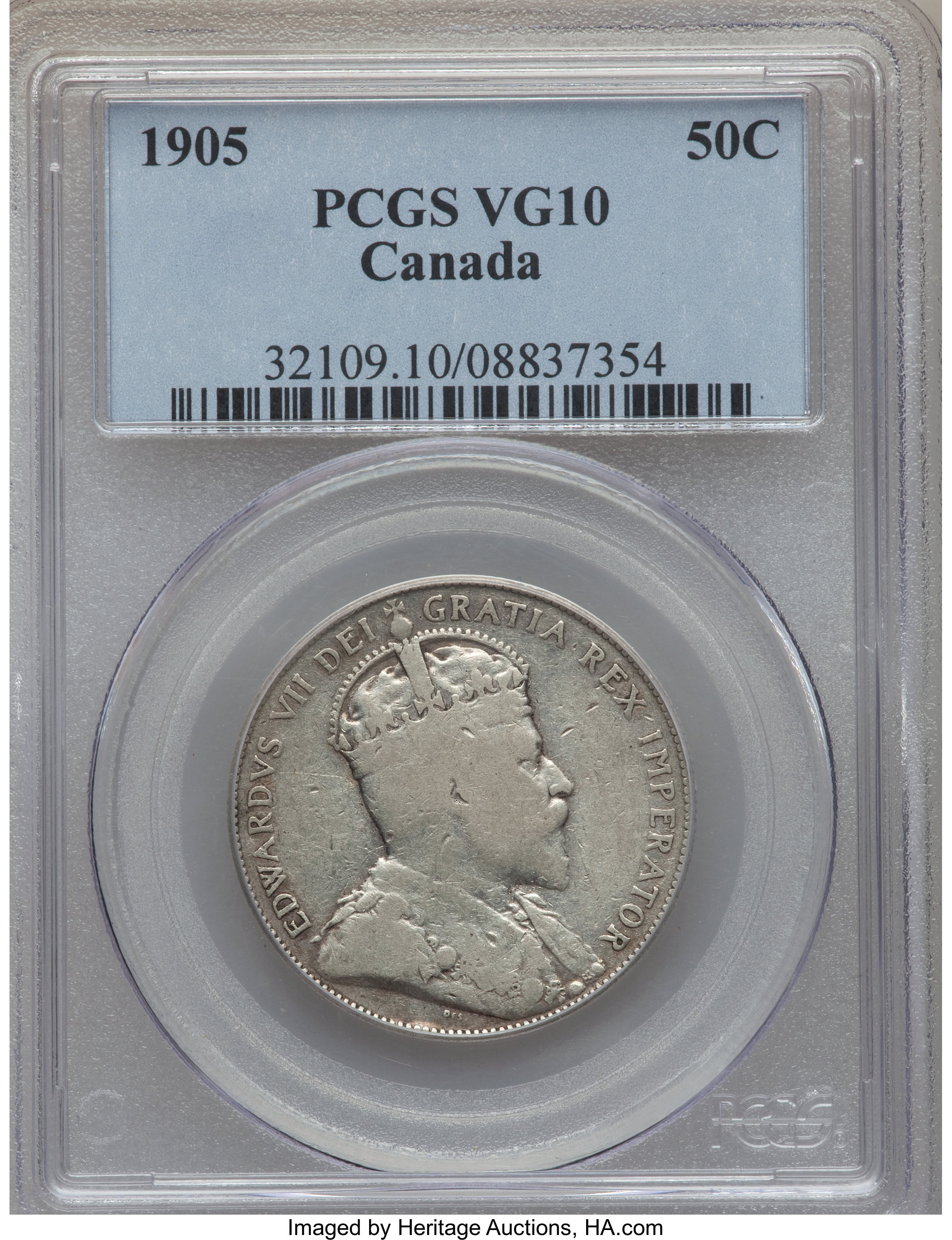 image for: Edward VII 50 Cents 1905 VG10 PCGS