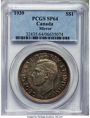 image for: George VI "Mirror Finish" Specimen Dollar 1939 SP64 PCGS