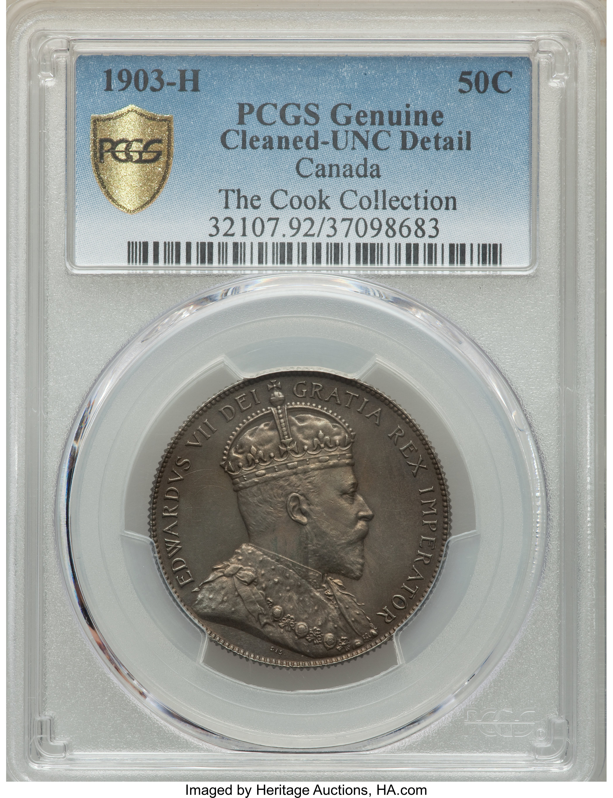image for: Edward VII 50 Cents 1903-H UNC Details (Cleaned) PCGS