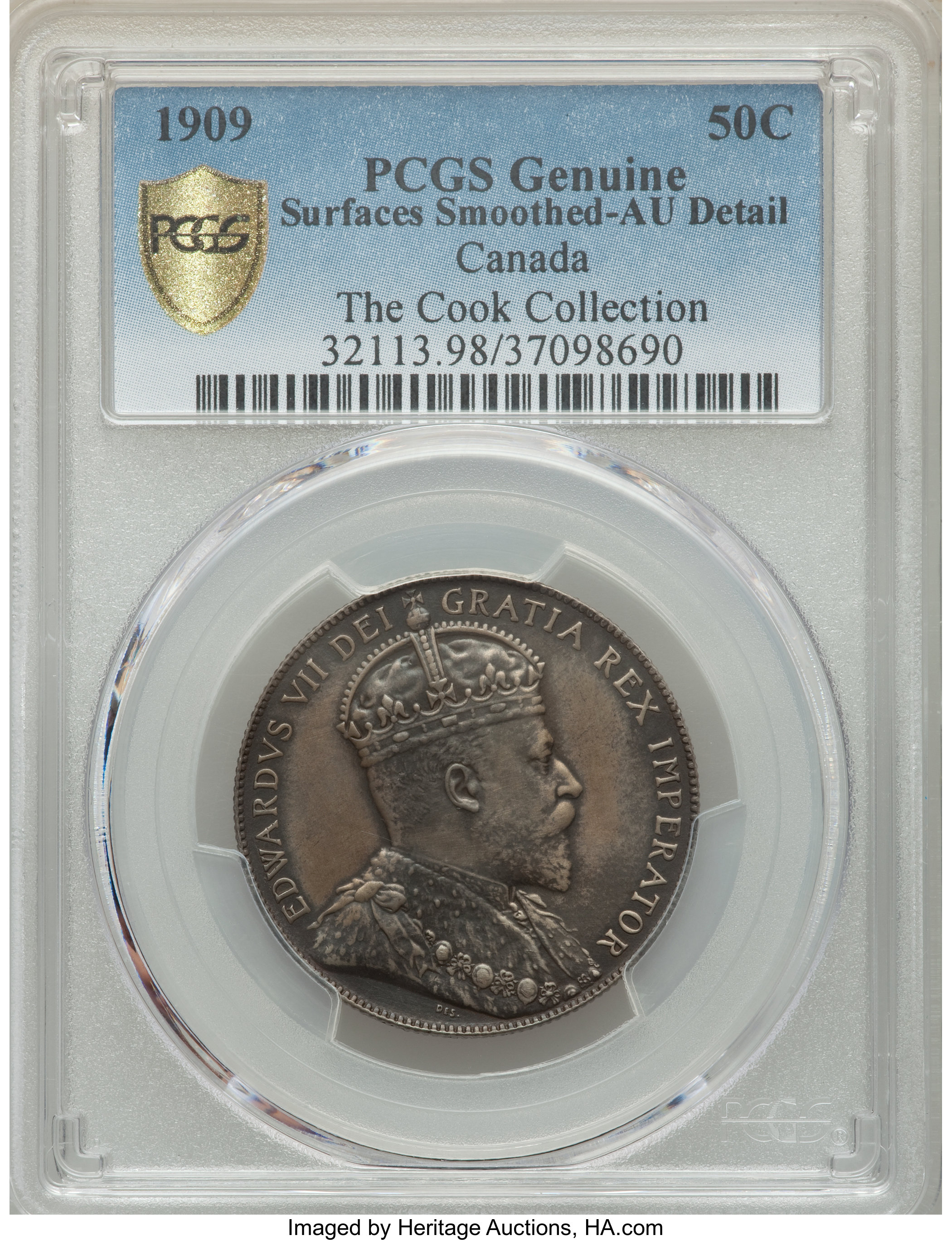 image for: Edward VII 50 Cents 1909 AU Details (Surfaces Smoothed) PCGS