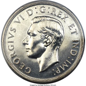 image for: George VI "Maple Leaf" Specimen Dollar 1947 UNC Details (Filed Rims) PCGS