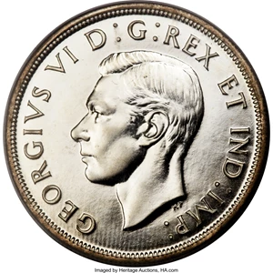 image for: George VI "Maple Leaf" Specimen Dollar 1947 SP65 PCGS