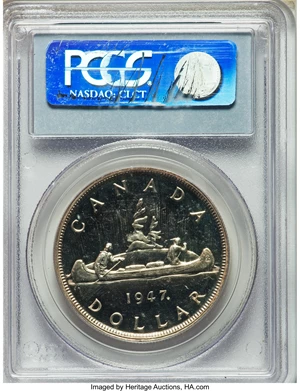 image for: George VI "Maple Leaf" Specimen Dollar 1947 SP65 PCGS