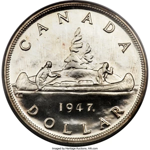 image for: George VI "Maple Leaf" Specimen Dollar 1947 SP65 PCGS