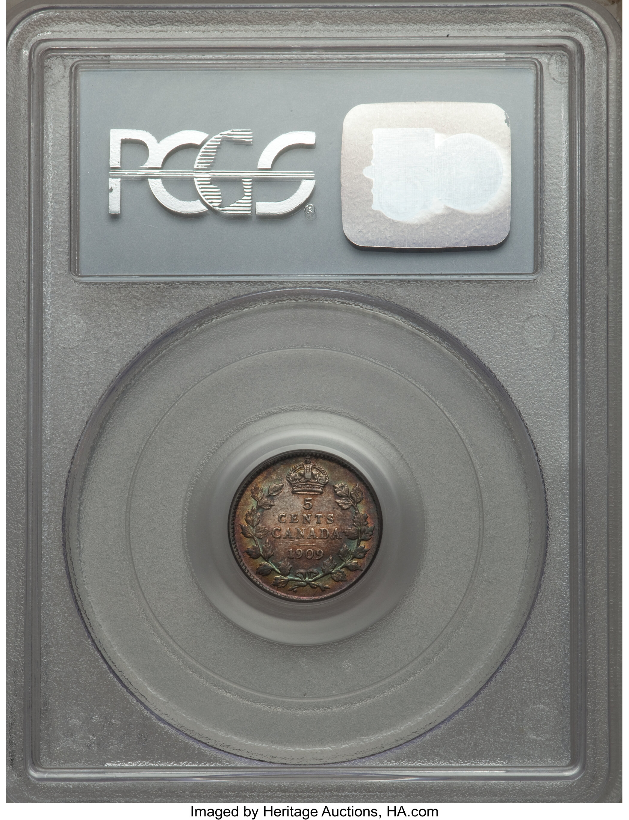 image for: Edward VII 5 Cents 1909 Pointed Leaves AU58 PCGS