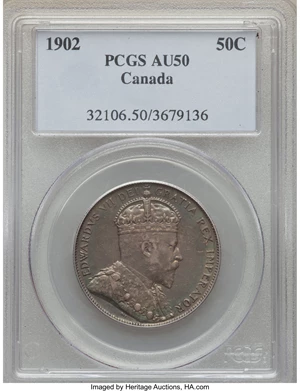 image for: Edward VII 50 Cents 1902 AU50 PCGS