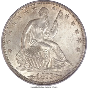 image for: 1873-CC 50C Arrows MS65 PCGS. WB-102, Die Pair 4....