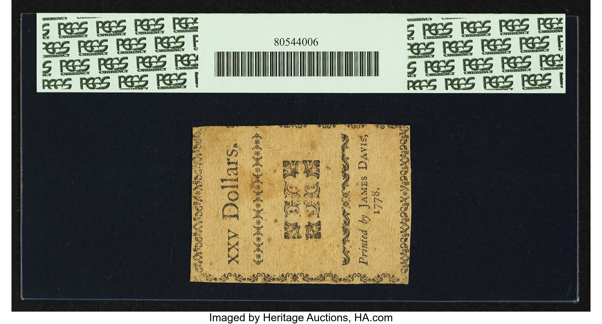 image for: North Carolina August 8, 1778 $25 Sic Transit Gloria Mundi PCGS Apparent Very Fine 30....