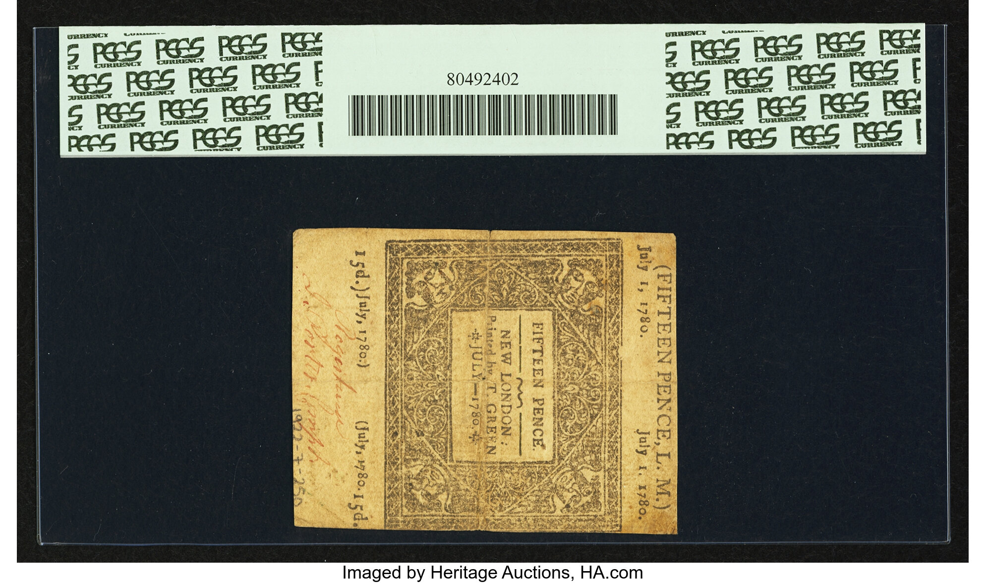 image for: Uncancelled Connecticut July 1, 1780 1s 3d PCGS Apparent Very Fine 35....