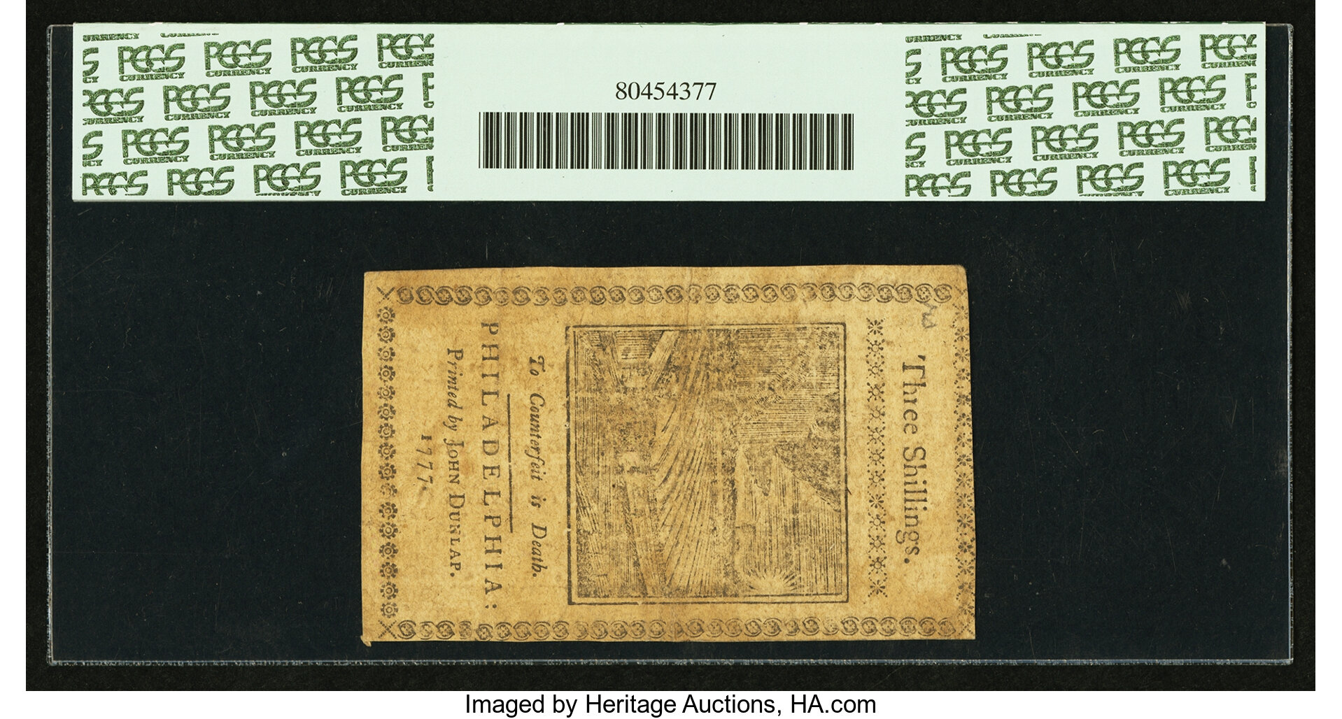 image for: Pennsylvania April 10, 1777 3s PCGS Extremely Fine 40....