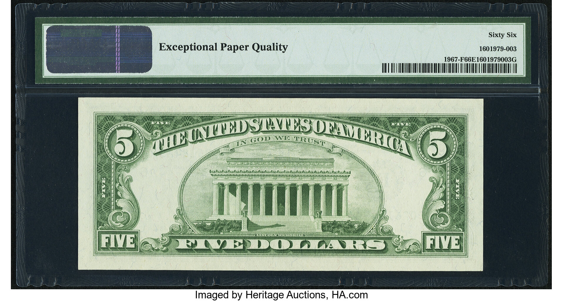 image for: Fr. 1967-F $5 1963 Federal Reserve Note. PMG Gem Uncirculated 66 EPQ....