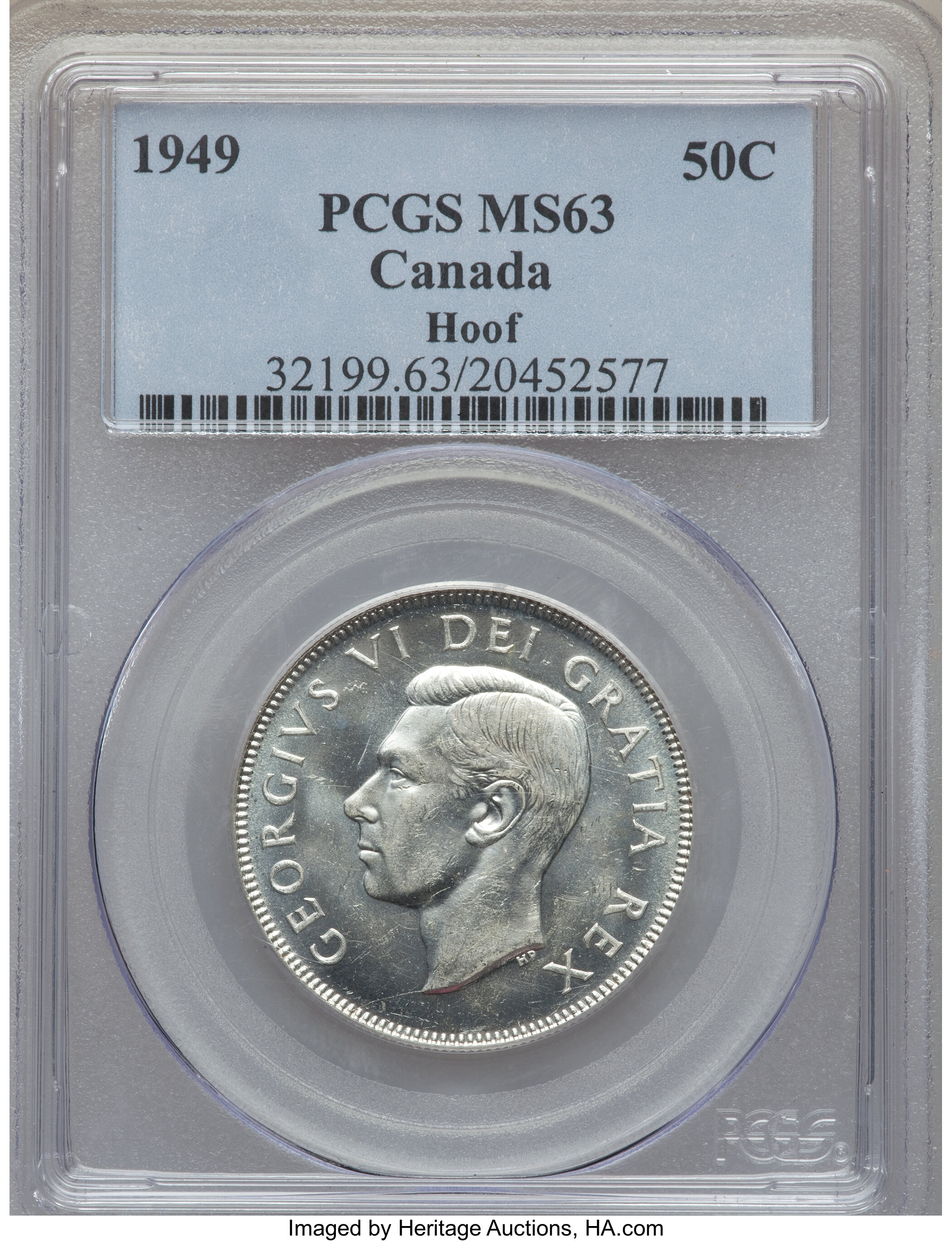 image for: George VI "Hoof in 9" 50 Cents 1949 MS63 PCGS