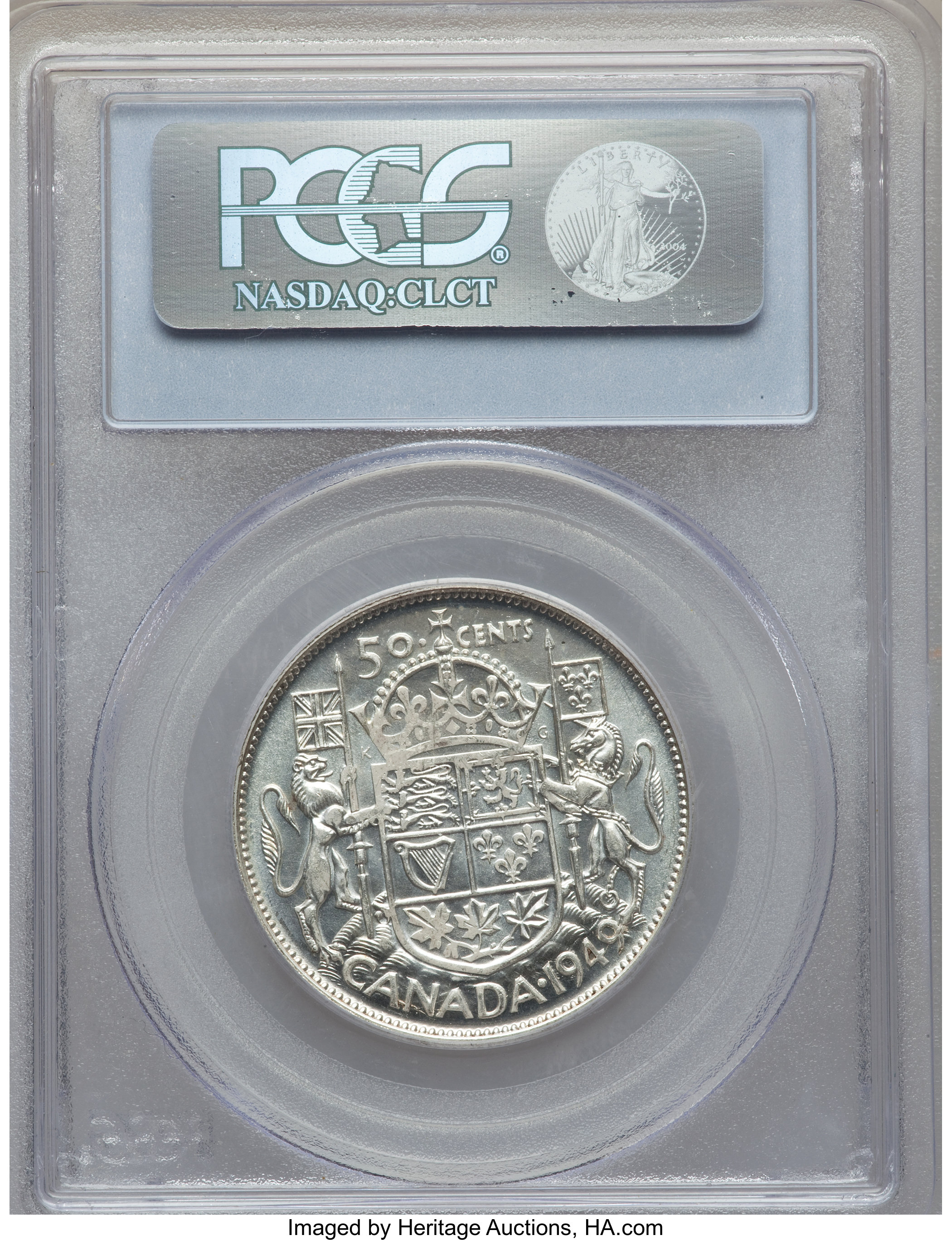 image for: George VI "Hoof in 9" 50 Cents 1949 MS63 PCGS