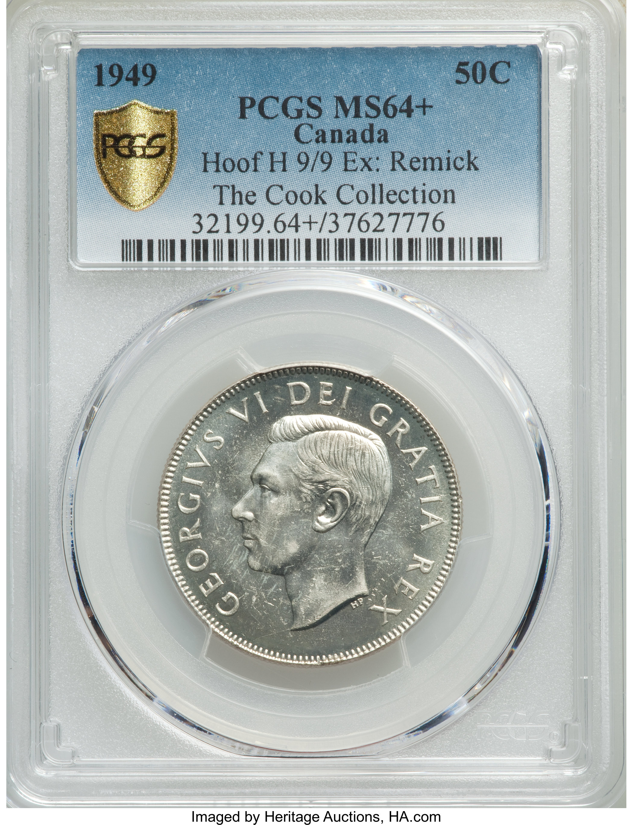 image for: George VI "Hoof Over 9/9" 50 Cents 1949 MS64+ PCGS