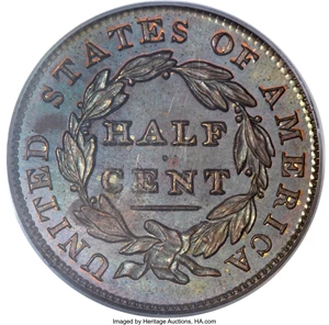 image for: 1831 1/2 C Reverse of 1836 PR65 Red and Brown PCGS. CAC. B-2, High R.5....