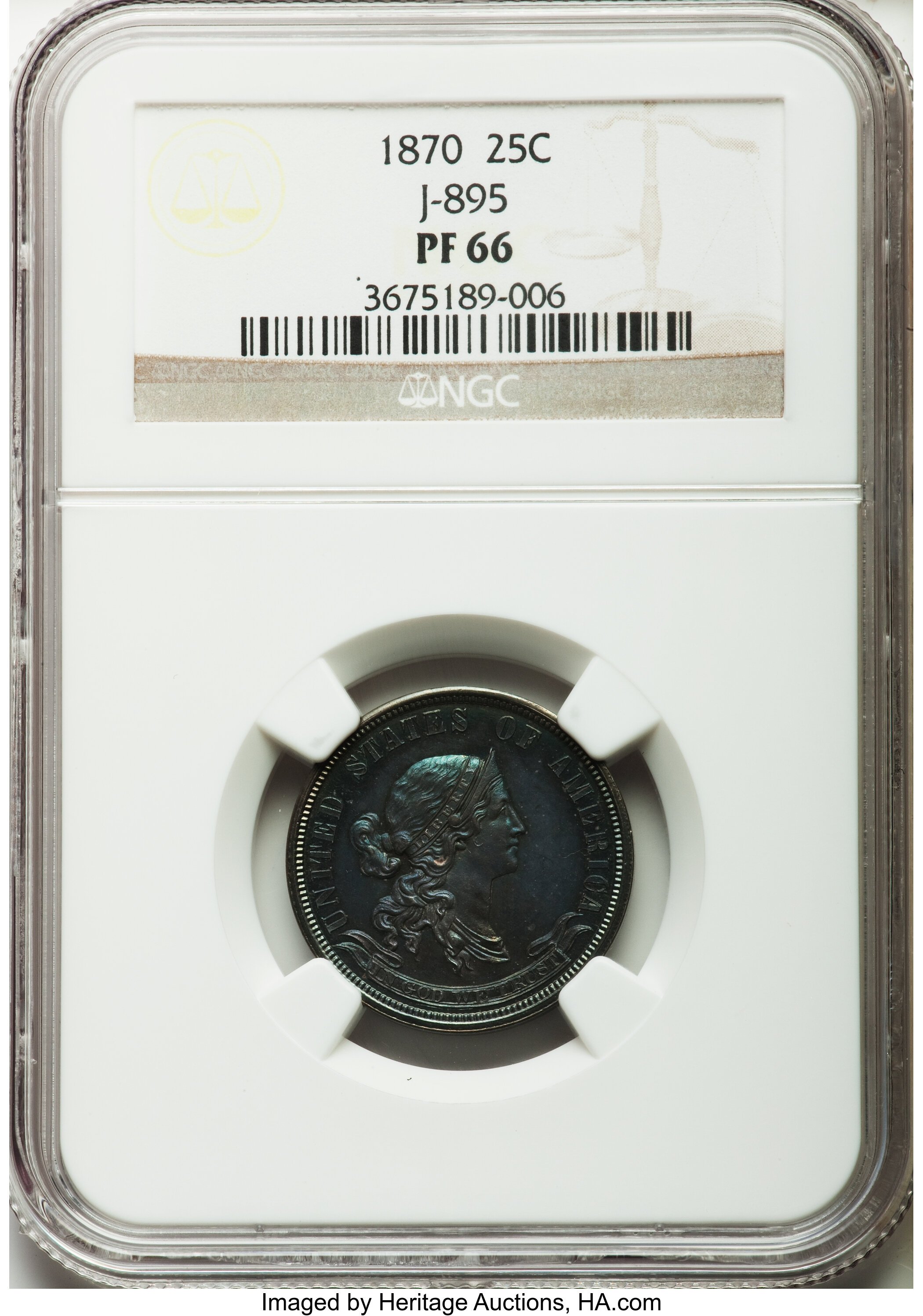 image for: 1870 25C Standard Silver Quarter Dollar, Judd-895, Pollock-1002, Low R.7, PR66 NGC....