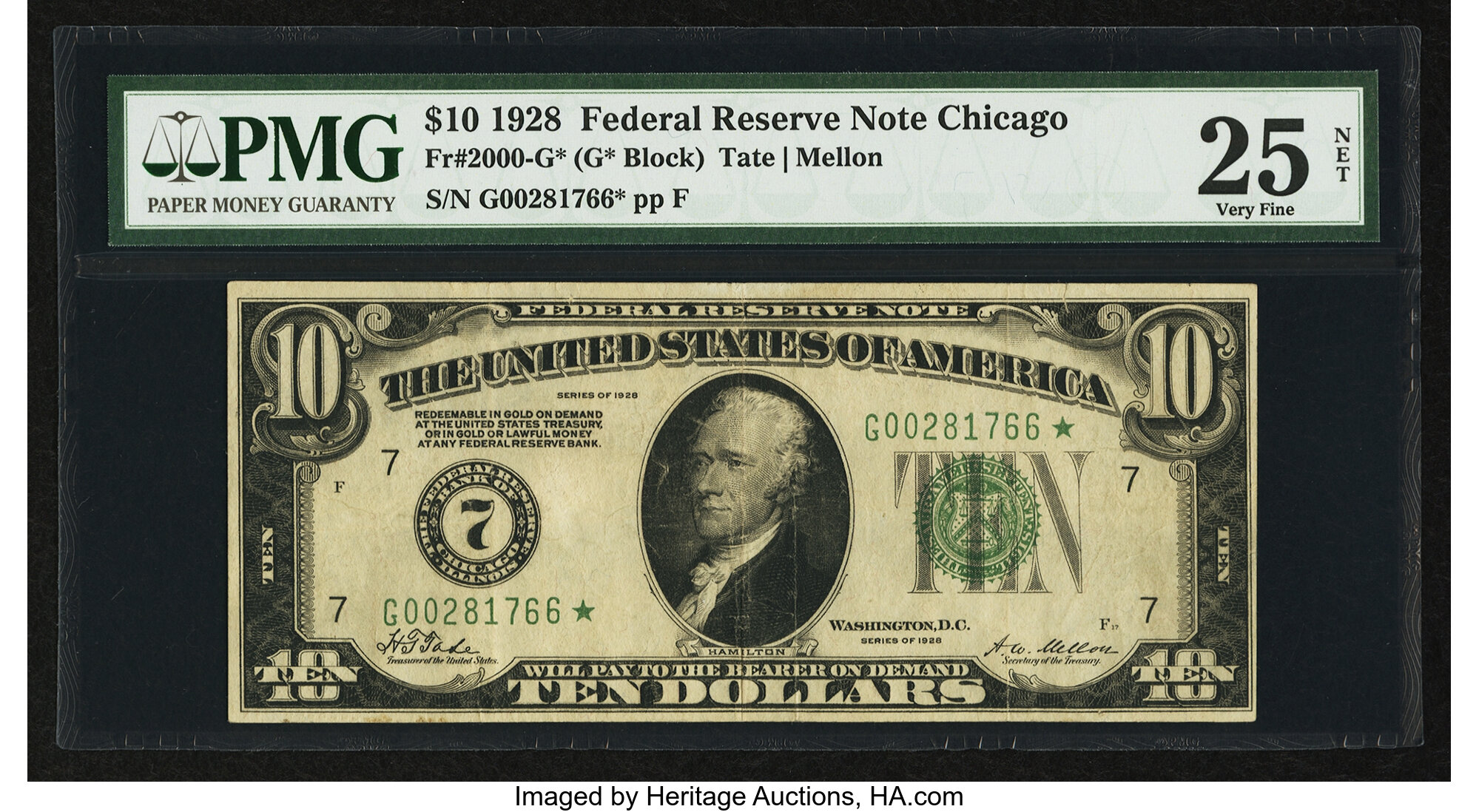 image for: Fr. 2000-G* $10 1928 Federal Reserve Star Note. PMG Very Fine 25 Net....