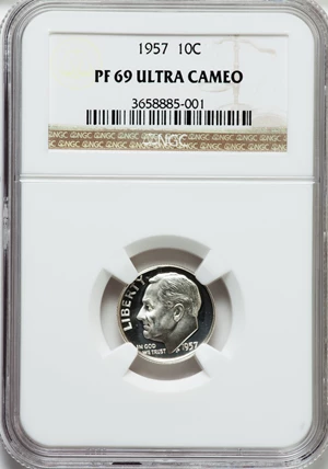 image for: 1957 10C PR69 Ultra Cameo NGC....