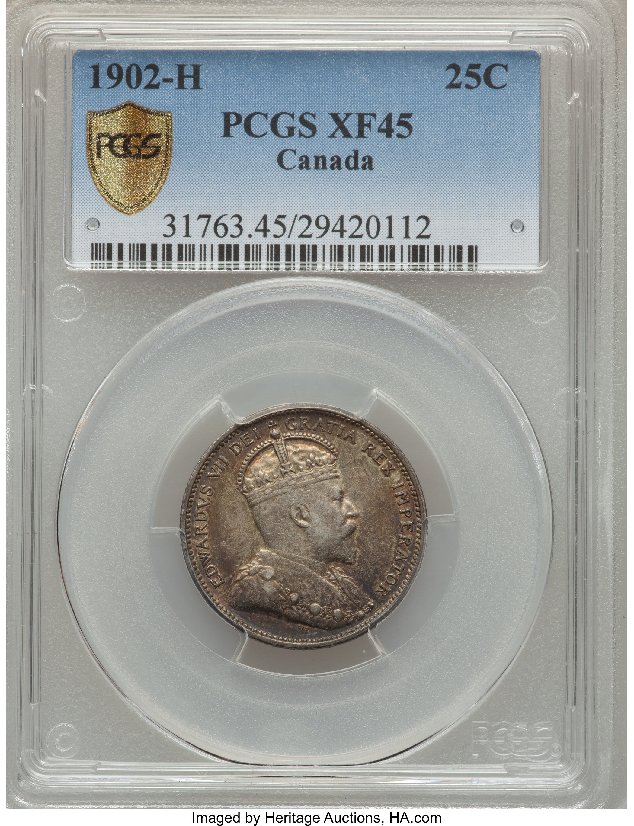 image for: Edward VII 25 Cents 1902-H XF45 PCGS