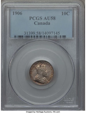 image for: Edward VII 10 Cents 1906 AU58 PCGS