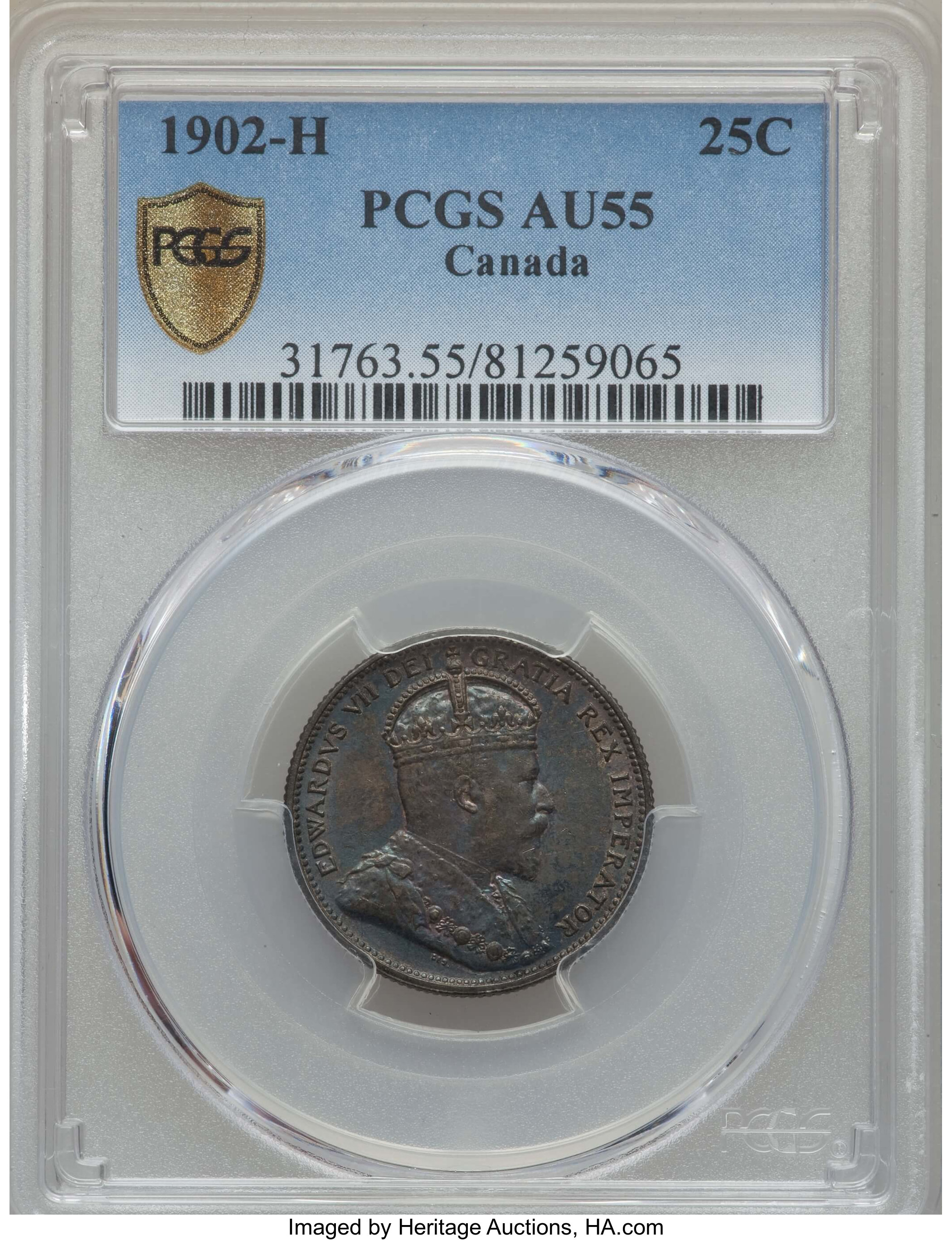 image for: Edward VII 25 Cents 1902-H AU55 PCGS