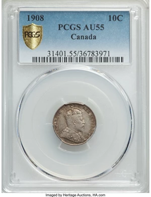 image for: Edward VII 10 Cents 1908 AU55 PCGS