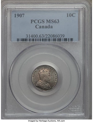 image for: Edward VII 10 Cents 1907 MS63 PCGS