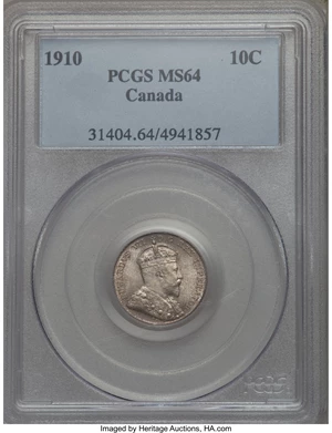 image for: Edward VII 10 Cents 1910 MS64 PCGS