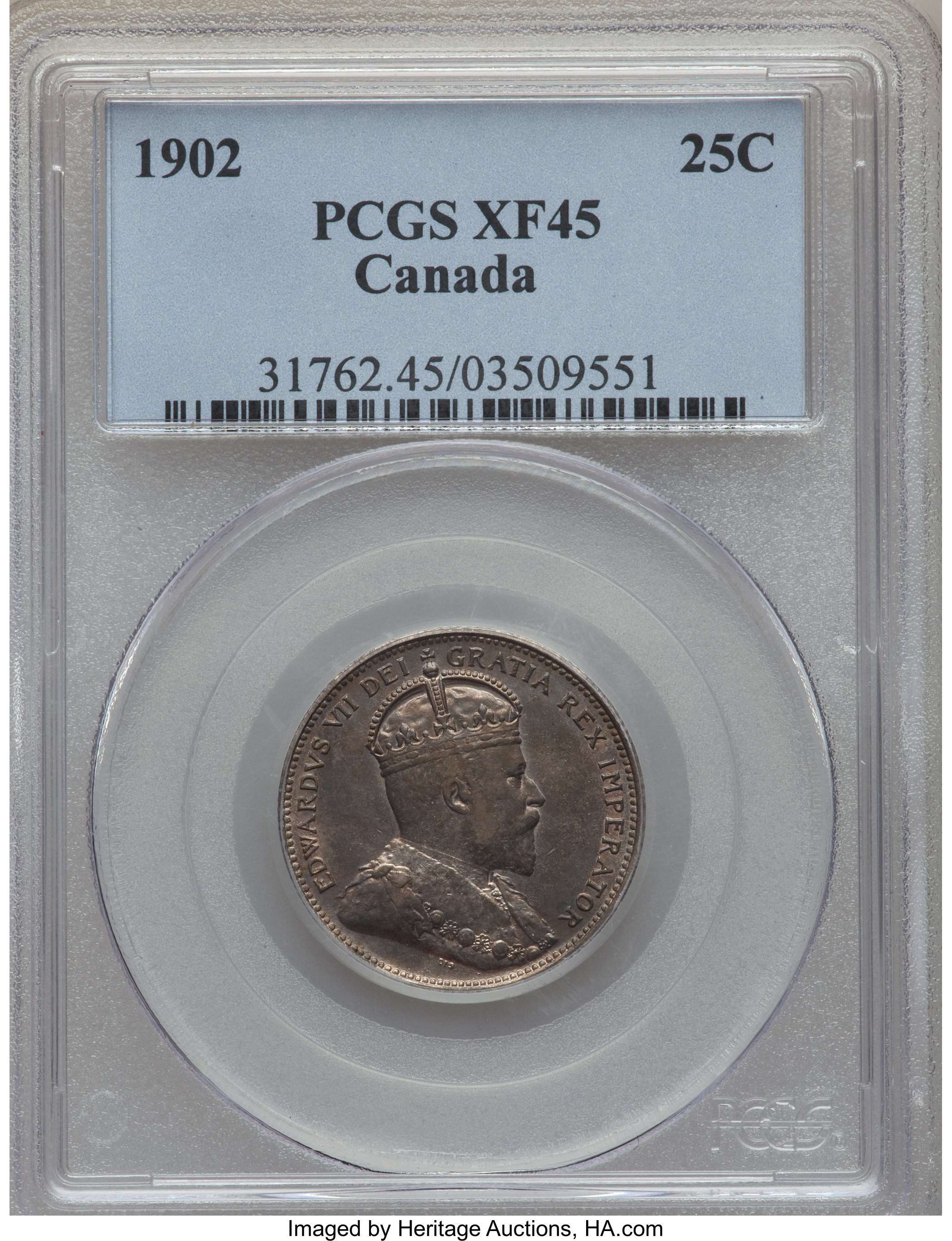image for: Edward VII 25 Cents 1902 XF45 PCGS