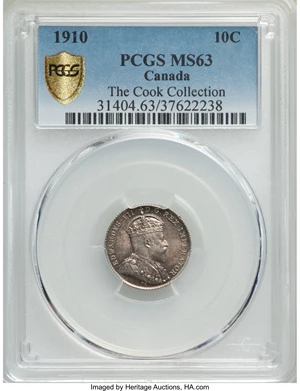 image for: Edward VII 10 Cents 1910 MS63 PCGS