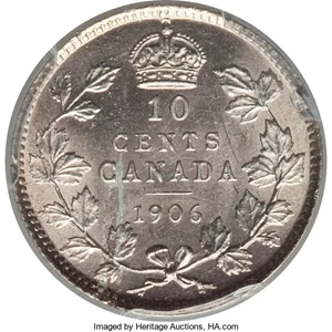 image for: Edward VII 10 Cents 1906 MS62 PCGS