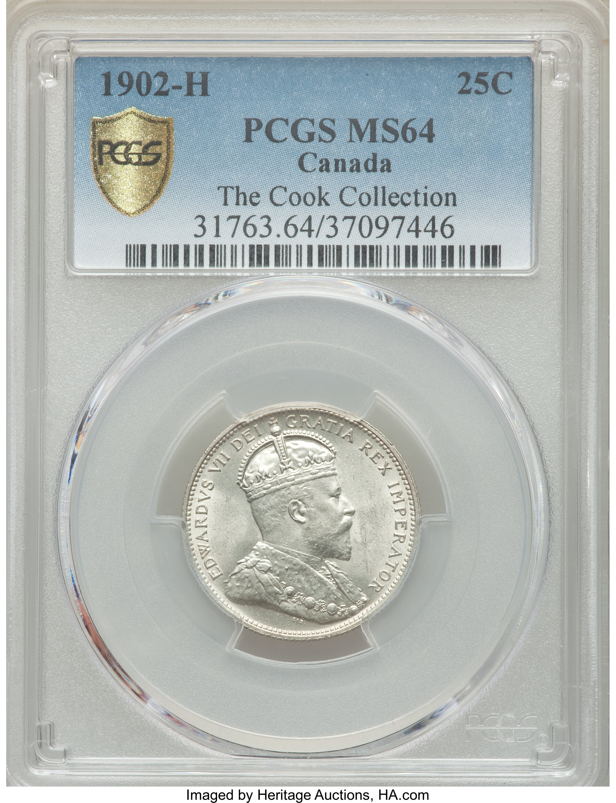 image for: Edward VII 25 Cents 1902-H MS64 PCGS